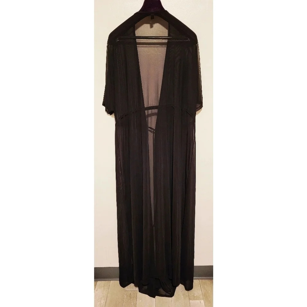 Long Sheer Short Sleeve Cardigan (Size 2X)